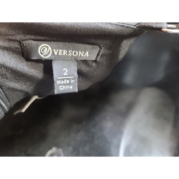 Versona Dress Womens Size 2 Black Sleeveless Fit and Flare Textured Party - Picture 3 of 13